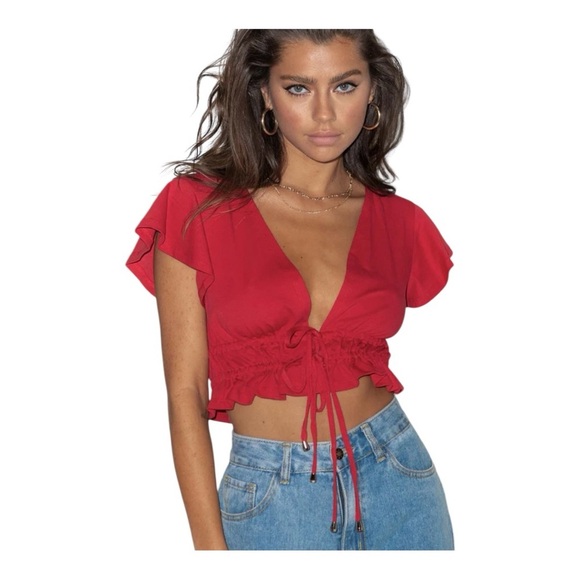 PRINCESS POLLY Elegant Red Women's Top - Picture 1 of 7